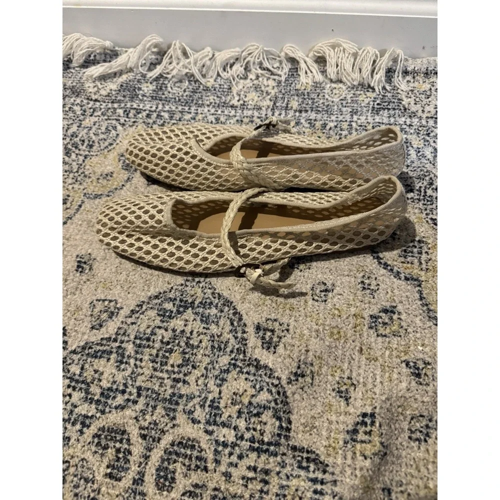 American Eagle Woven Maryjane Flats Beige Size 10 NWOT